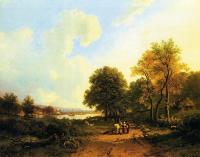 Koekkoek, Barend Cornelis - Peasants on a Path by a River